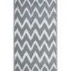 Outdoor Teppich Grau 90 X 180 Cm Zickzack-Muster Zweiseitig Kurzflor Sirsa