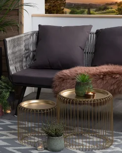Outdoor Teppich Grau 90 X 180 Cm Zickzack-Muster Zweiseitig Kurzflor Sirsa