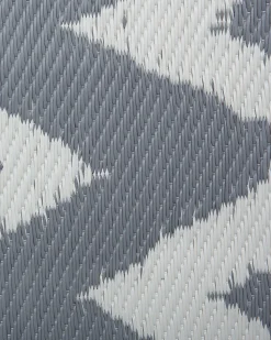 Outdoor Teppich Grau 90 X 180 Cm Zickzack-Muster Zweiseitig Kurzflor Sirsa