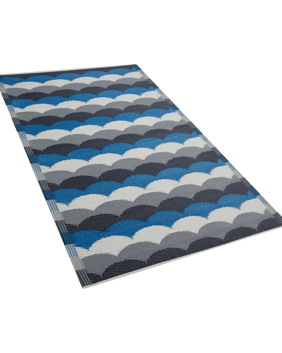 Outdoor Teppich Grau-Blau 90 X 180 Cm Geometrisches Muster Kurzflor Bellary