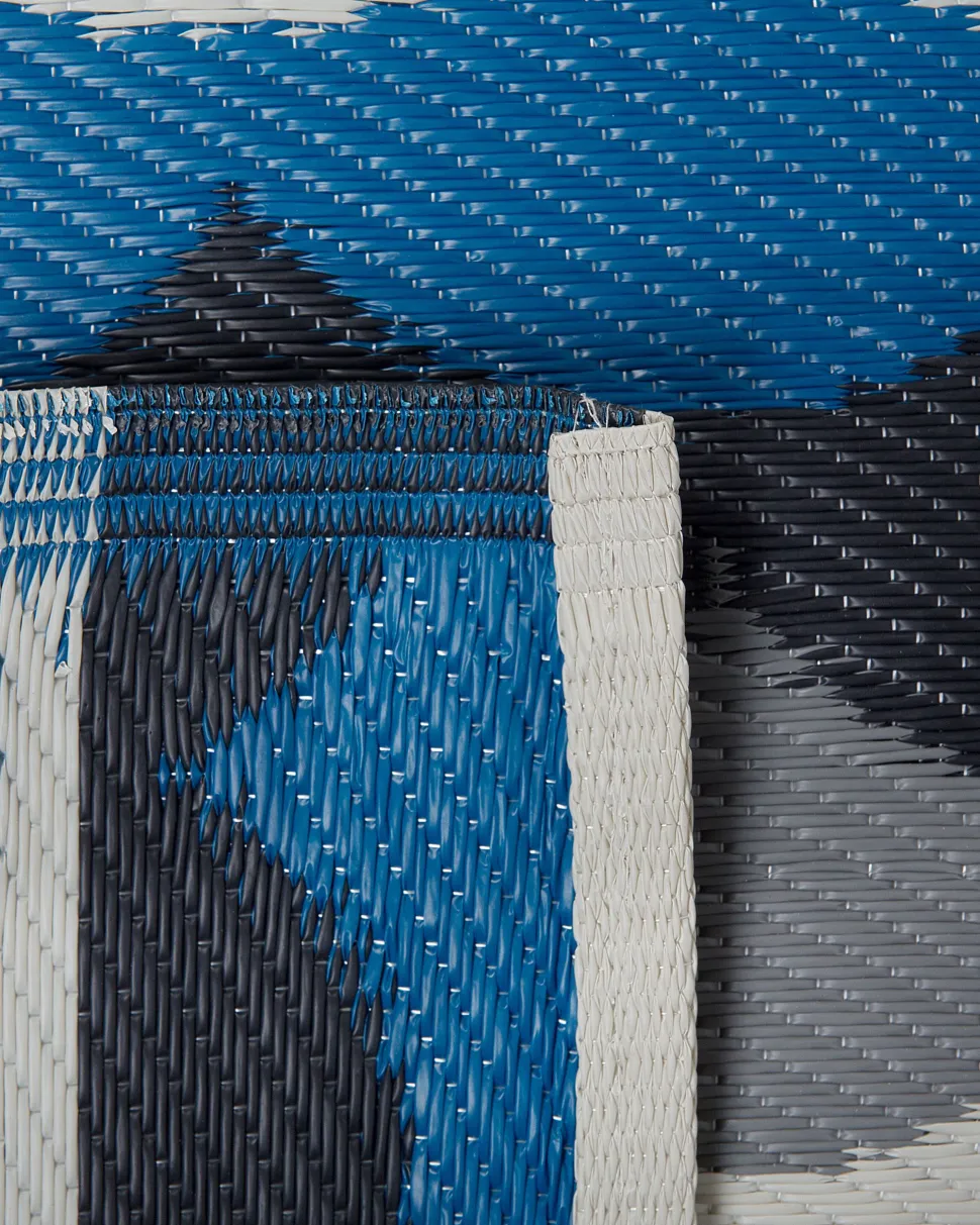 Outdoor Teppich Grau-Blau 90 X 180 Cm Geometrisches Muster Kurzflor Bellary