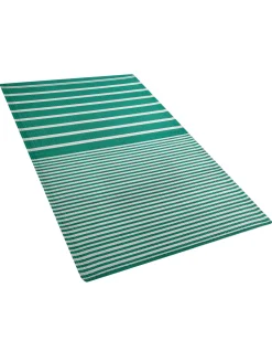 Outdoor Teppich Grun 90 X 180 Cm Streifenmuster Kurzflor Haldia