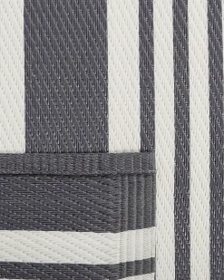 Outdoor Teppich Schwarz-Hellgrau 120 X 180 Cm Streifenmuster Delhi