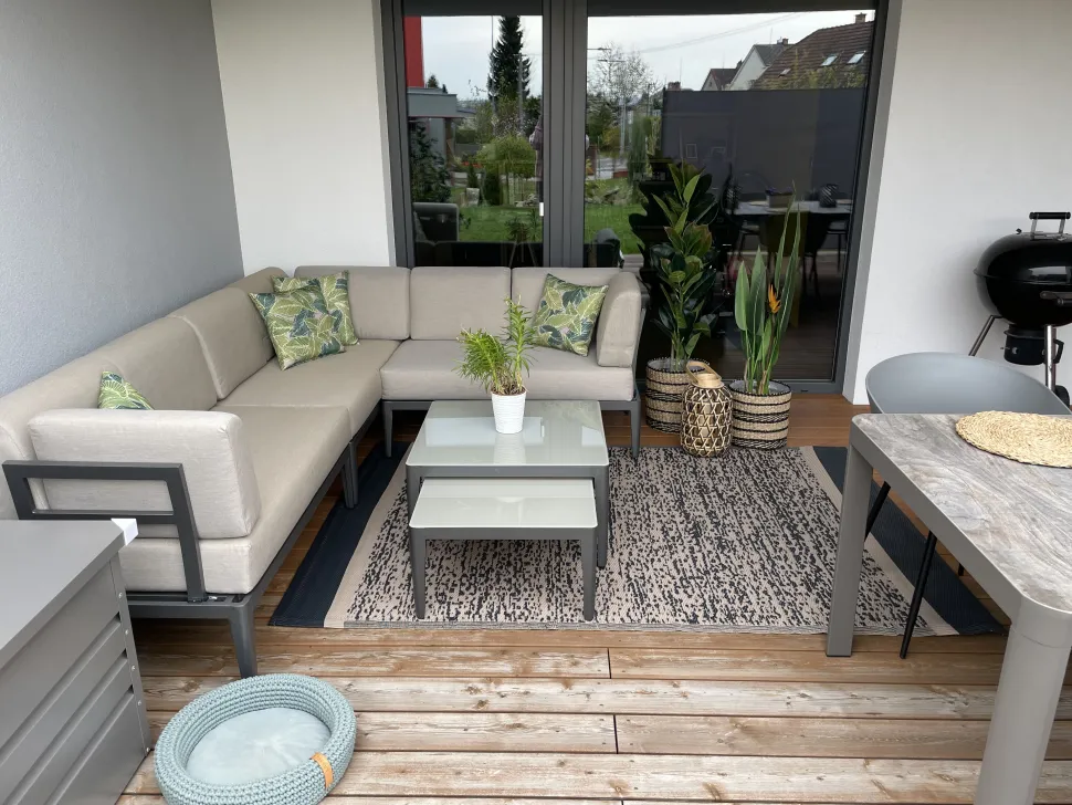 Outdoor Teppich Schwarz-Weis Meliert 120 X 180 Cm Ballari