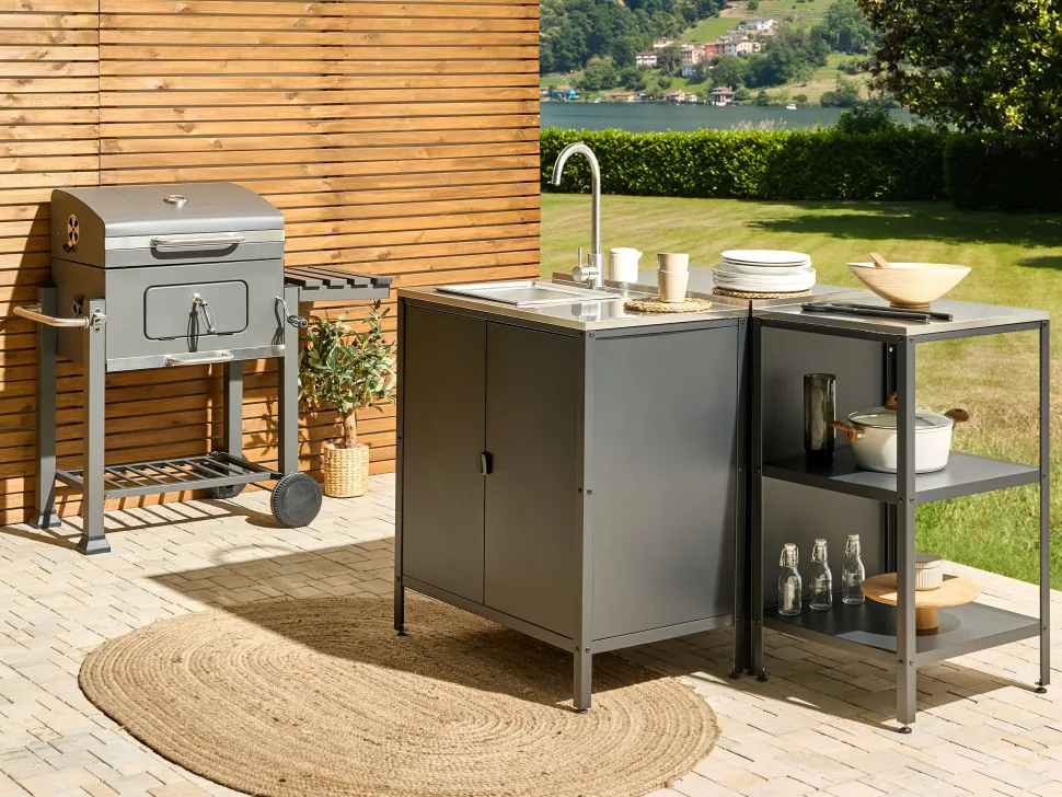 Outdoor-Kucheninsel Stahl Schwarz 50 X 50 X 92 Cm Vilama