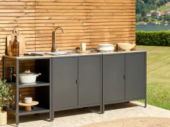 Outdoor-Kucheninsel Stahl Schwarz 50 X 50 X 92 Cm Vilama