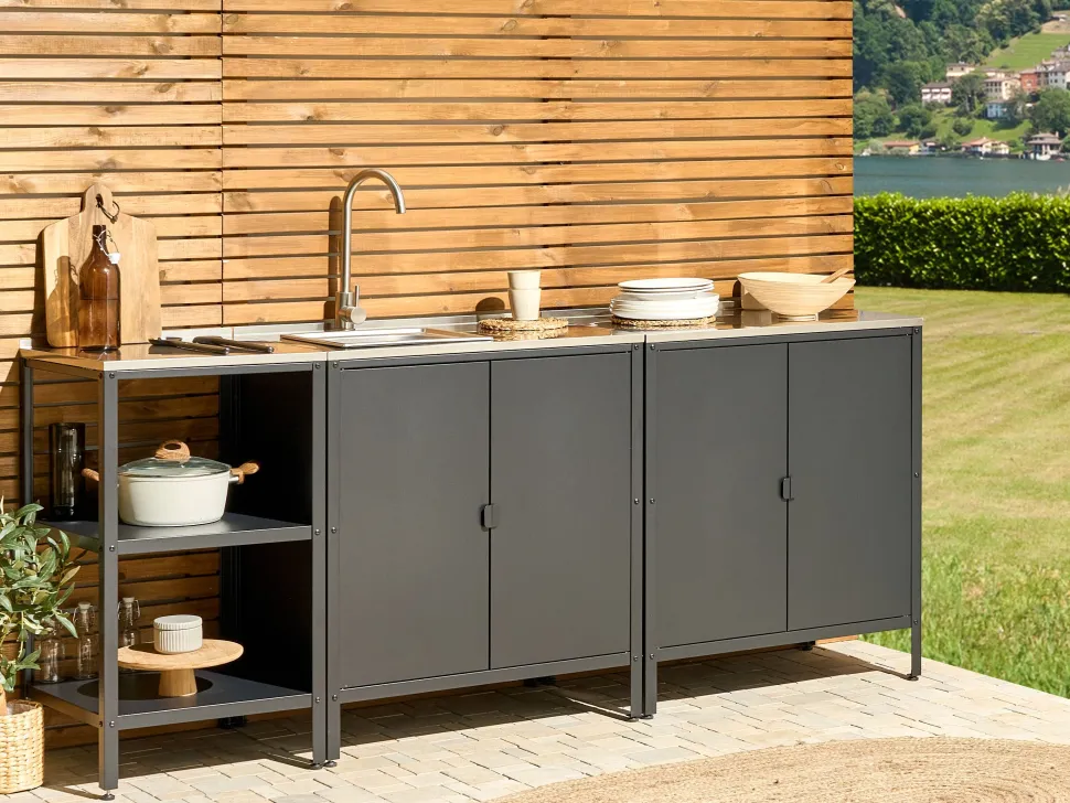 Outdoor-Kucheninsel Stahl Schwarz 50 X 50 X 92 Cm Vilama