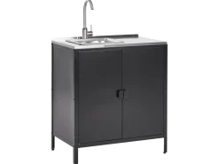 Outdoor-Kuchenschrank Mit Spule Stahl Schwarz 80 X 50 X 92 Cm Vilama