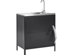 Outdoor-Kuchenschrank Mit Spule Stahl Schwarz 80 X 50 X 92 Cm Vilama