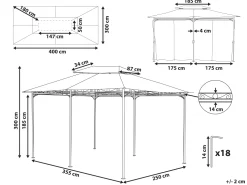 Pavillon Stahl Beige / Schwarz Rechteckig 300 X 400 Cm Colos