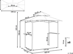 Pavillon Stahl Grau 240 X 148 Cm Naro