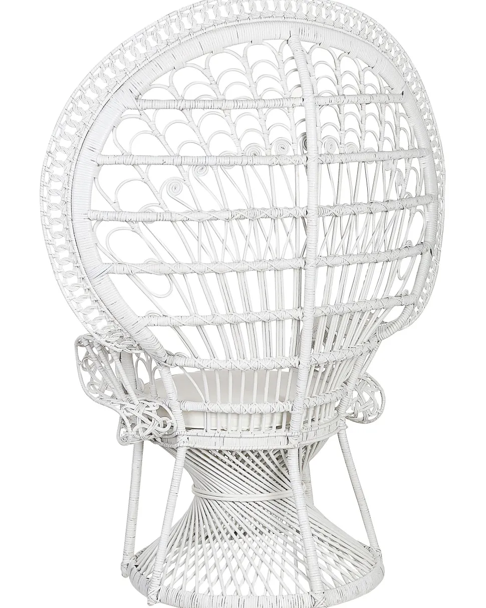 Pfauensessel Rattan / Baumwolle Weis Emmanuelle