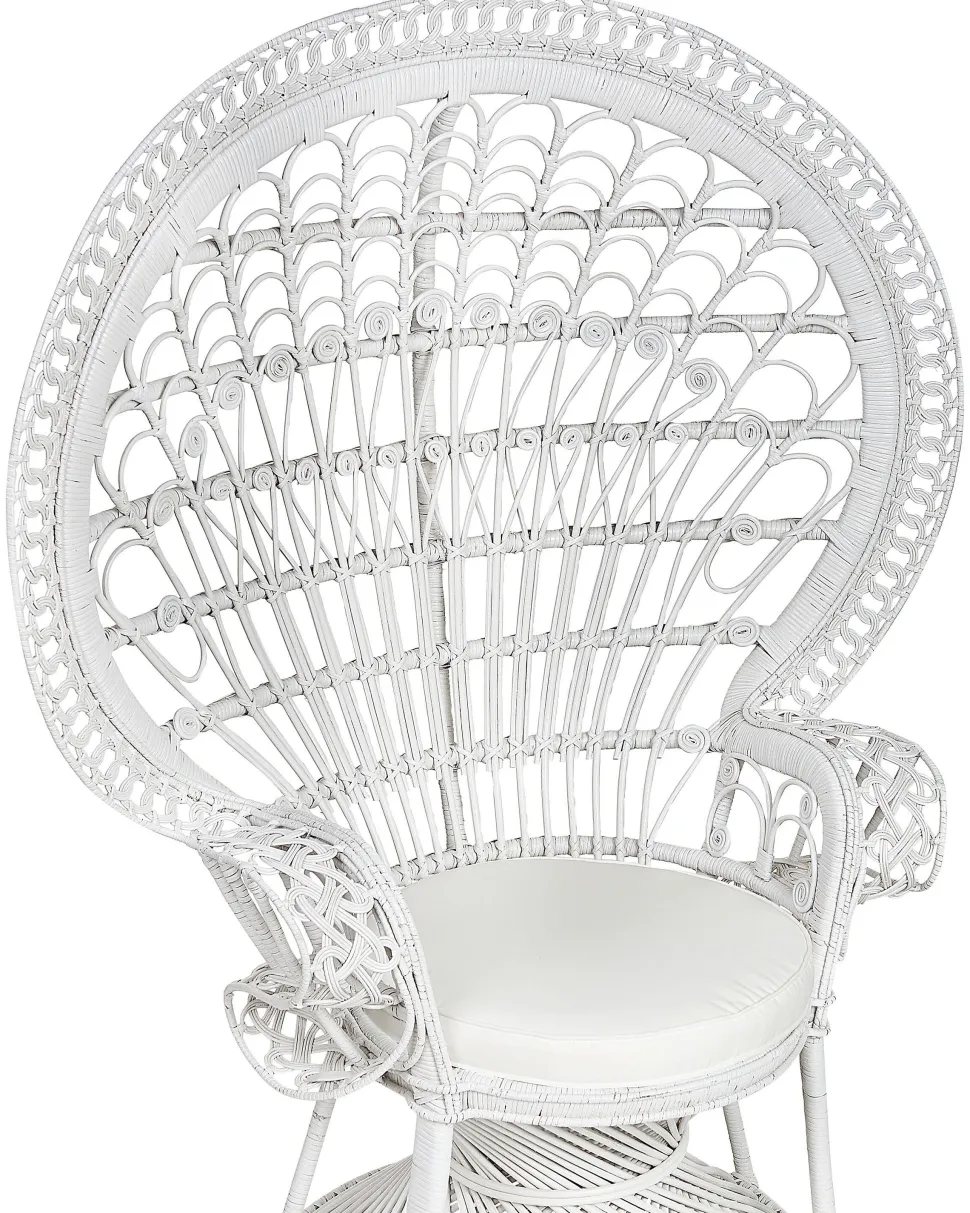 Pfauensessel Rattan / Baumwolle Weis Emmanuelle