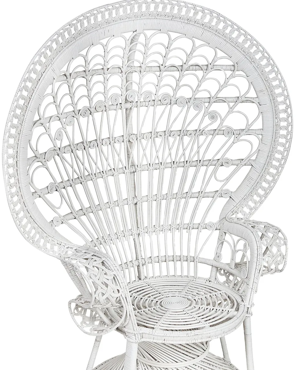 Pfauensessel Rattan / Baumwolle Weis Emmanuelle