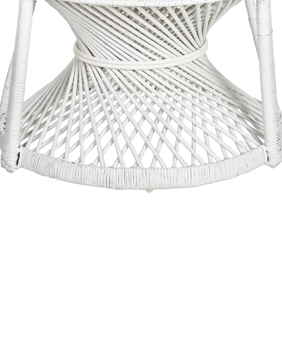 Pfauensessel Rattan / Baumwolle Weis Emmanuelle