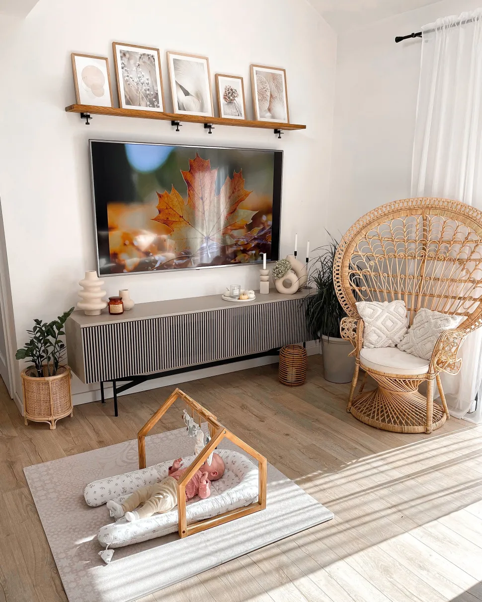 Pfauensessel Rattan / Baumwolle Naturlich Emmanuelle