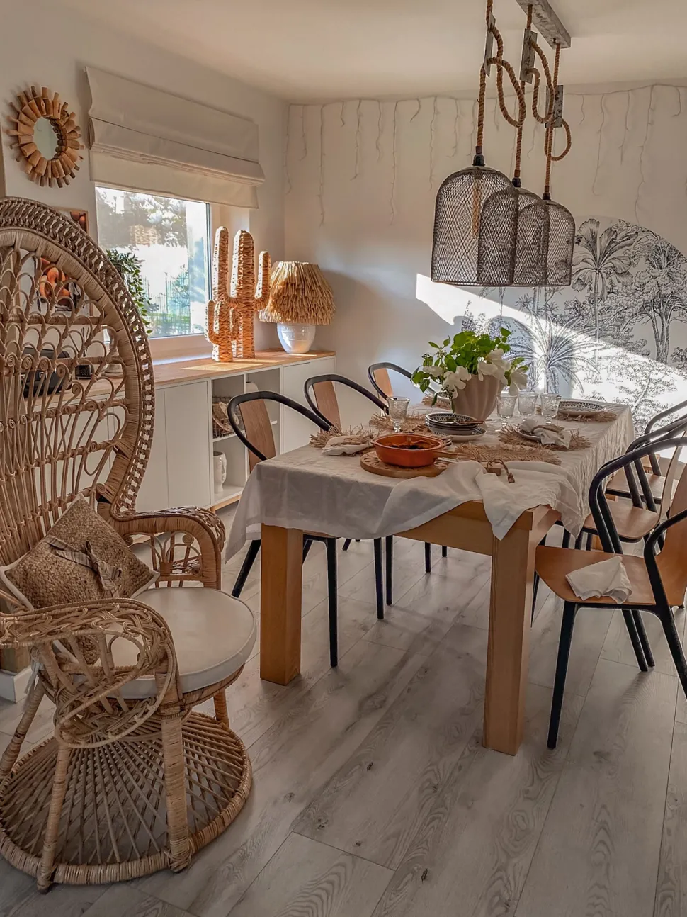 Pfauensessel Rattan / Baumwolle Naturlich Emmanuelle