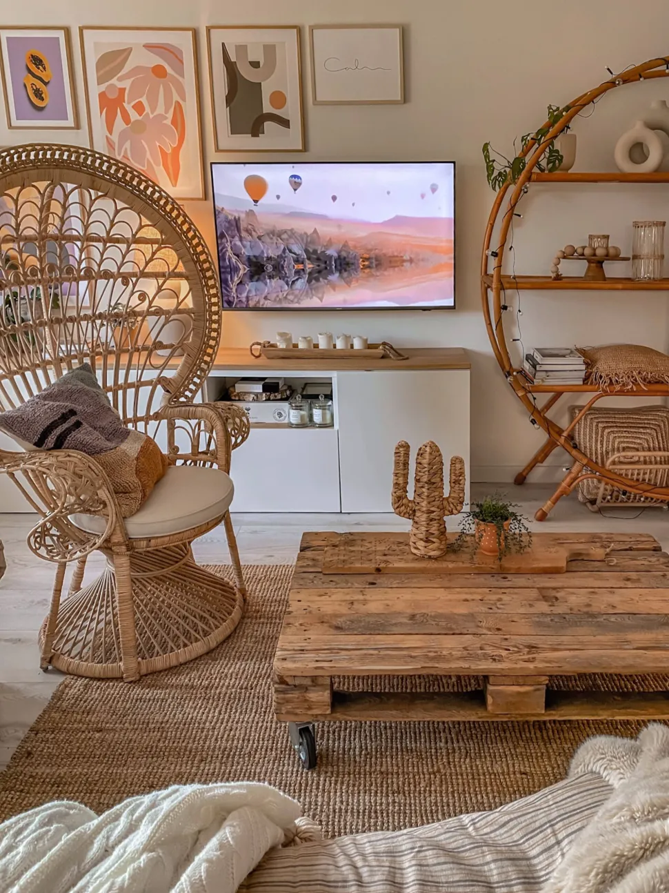Pfauensessel Rattan / Baumwolle Naturlich Emmanuelle