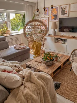 Pfauensessel Rattan / Baumwolle Naturlich Emmanuelle