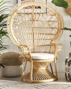 Pfauensessel Rattan / Baumwolle Naturlich Emmanuelle