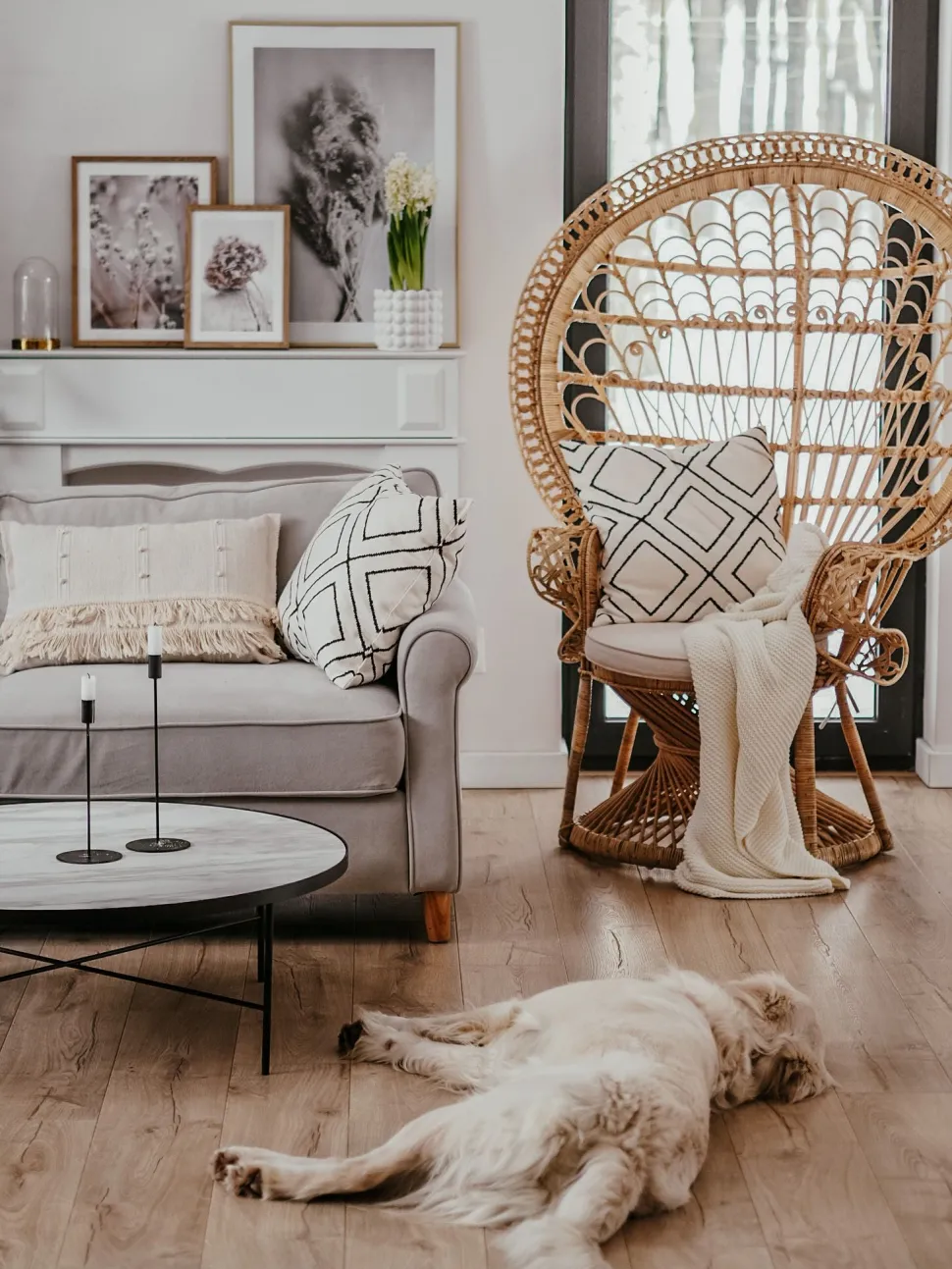 Pfauensessel Rattan / Baumwolle Naturlich Emmanuelle
