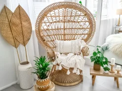 Pfauensessel Rattan / Baumwolle Naturlich Emmanuelle