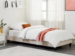 Polsterbett Beige Lattenrost 90 X 200 Cm Roanne