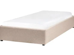 Polsterbett Beige Mit Bettkasten Hochklappbar 90 X 200 Cm Dinan