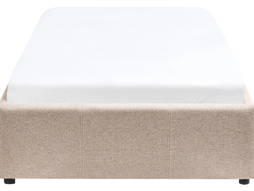 Polsterbett Beige Mit Bettkasten Hochklappbar 90 X 200 Cm Dinan