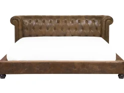 Polsterbett Lederoptik Braun Lattenrost 180 X 200 Cm Cavaillon