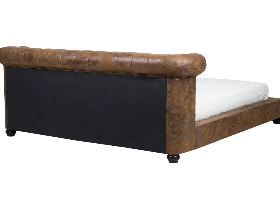 Polsterbett Lederoptik Braun Lattenrost 180 X 200 Cm Cavaillon