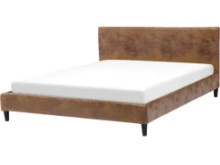 Polsterbett Lederoptik Braun Lattenrost 160 X 200 Cm Fitou