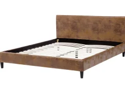 Polsterbett Lederoptik Braun Lattenrost 160 X 200 Cm Fitou