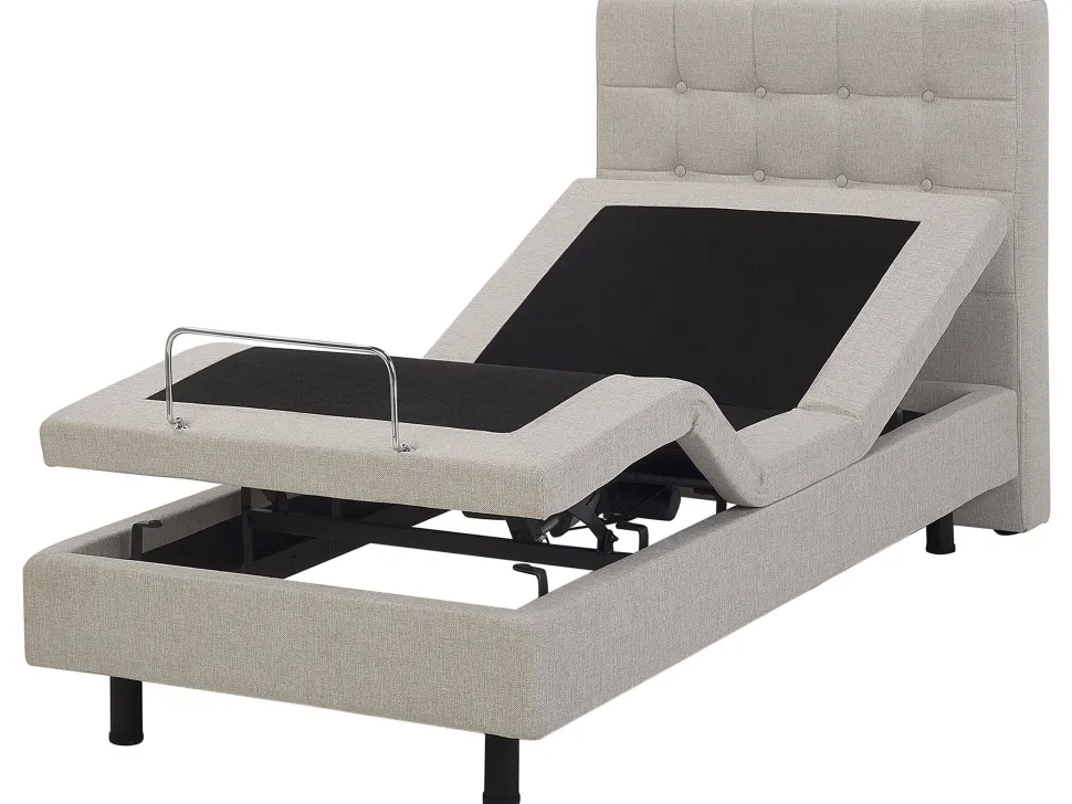 Polsterbett Leinenoptik Beige Elektrisch Verstellbar 80 X 200 Cm Duke