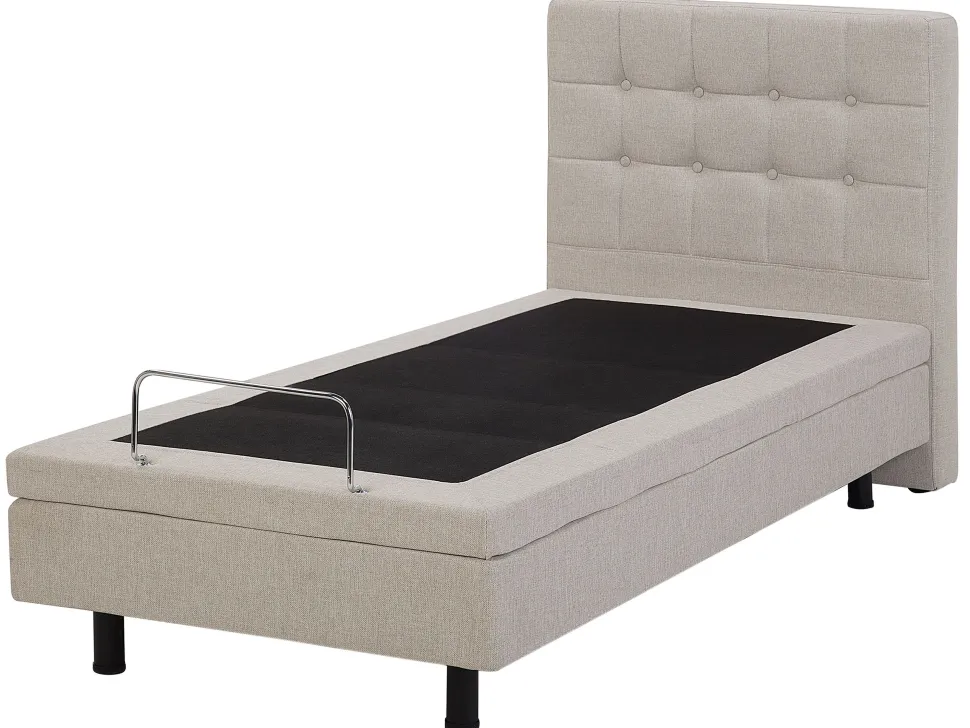 Polsterbett Leinenoptik Beige Elektrisch Verstellbar 80 X 200 Cm Duke