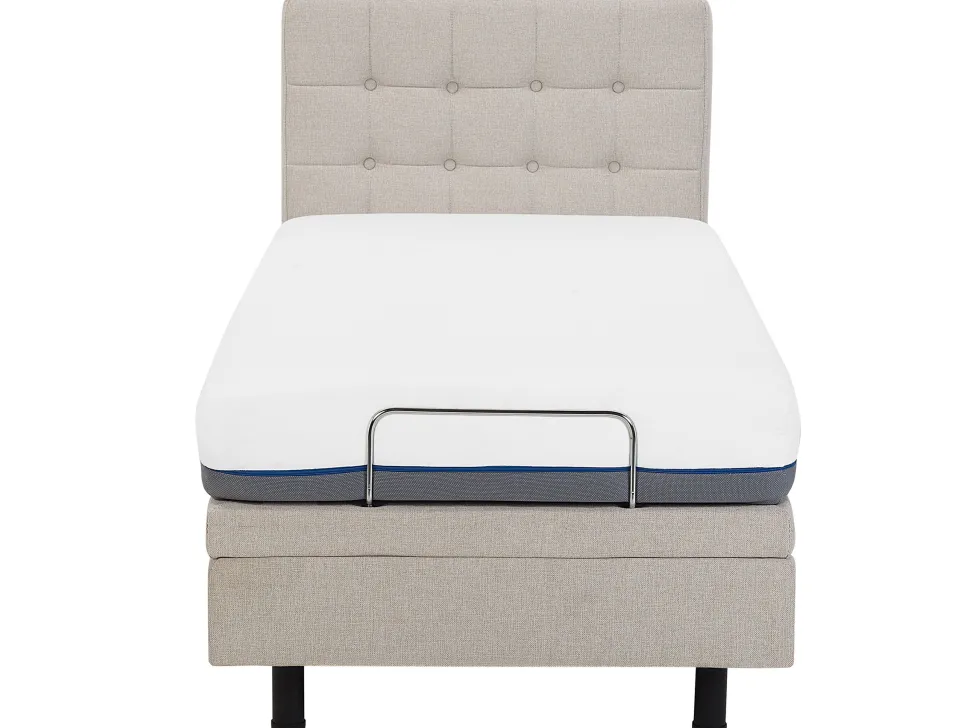 Polsterbett Leinenoptik Beige Elektrisch Verstellbar 80 X 200 Cm Duke