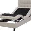 Polsterbett Leinenoptik Beige Elektrisch Verstellbar 90 X 200 Cm Duke