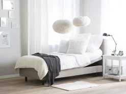 Polsterbett Leinenoptik Beige Elektrisch Verstellbar 90 X 200 Cm Duke