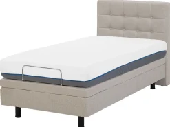 Polsterbett Leinenoptik Beige Elektrisch Verstellbar 90 X 200 Cm Duke