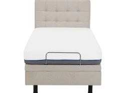 Polsterbett Leinenoptik Beige Elektrisch Verstellbar 90 X 200 Cm Duke