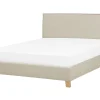 Polsterbett Leinenoptik Beige Lattenrost 180 X 200 Cm Sennez