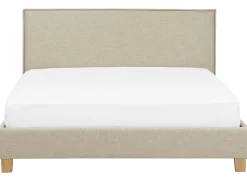 Polsterbett Leinenoptik Beige Lattenrost 180 X 200 Cm Sennez
