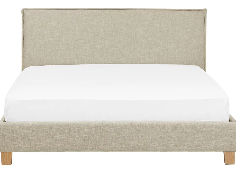 Polsterbett Leinenoptik Beige Lattenrost 180 X 200 Cm Sennez