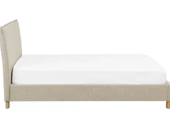 Polsterbett Leinenoptik Beige Lattenrost 180 X 200 Cm Sennez