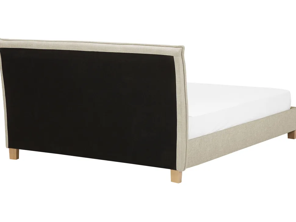 Polsterbett Leinenoptik Beige Lattenrost 180 X 200 Cm Sennez