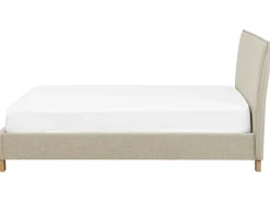 Polsterbett Leinenoptik Beige Lattenrost 180 X 200 Cm Sennez