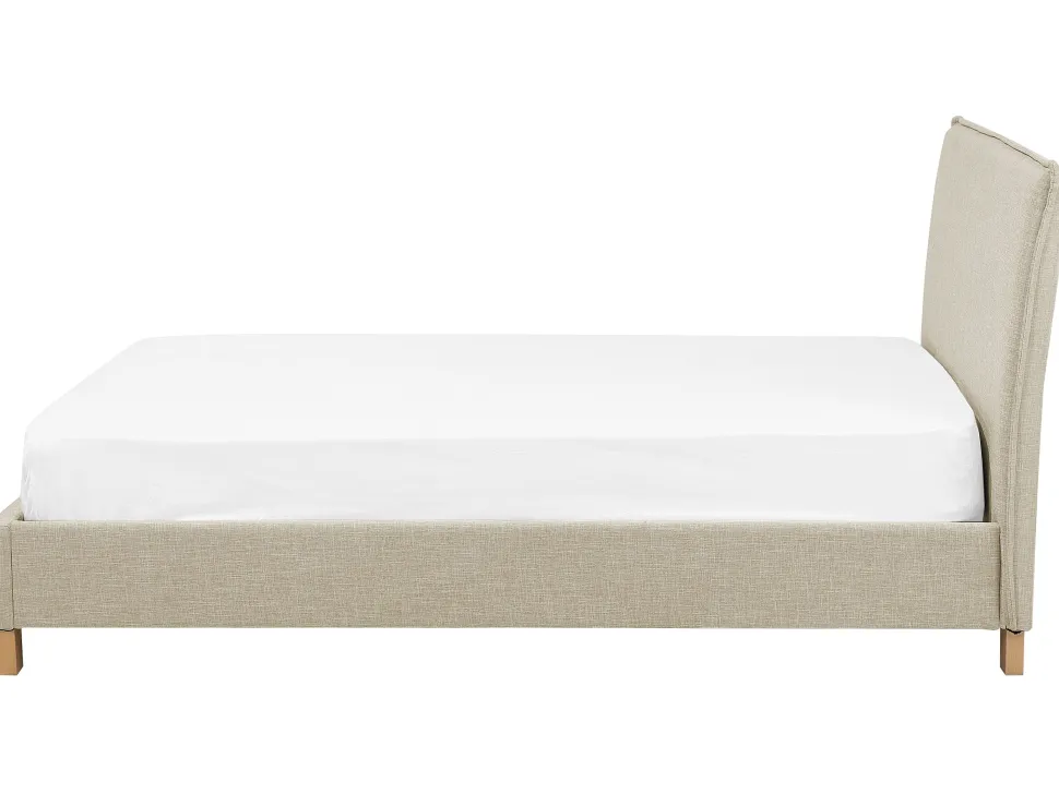 Polsterbett Leinenoptik Beige Lattenrost 180 X 200 Cm Sennez