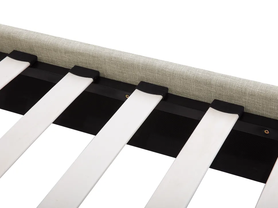 Polsterbett Leinenoptik Beige Lattenrost 180 X 200 Cm Sennez