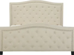 Polsterbett Leinenoptik Beige Lattenrost 180 X 200 Cm Aurel
