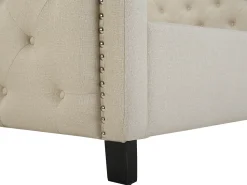 Polsterbett Leinenoptik Beige Lattenrost 180 X 200 Cm Aurel